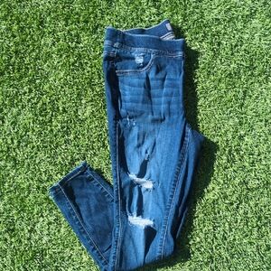 Torrid Dark Blue Distressed Skinny Jegging With Elastic Waist